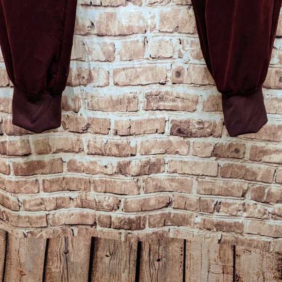 Lauren Ralph Lauren Velvet Drawstring Jogger Burgundy/Wine Super Soft XS - Picture 3 of 14